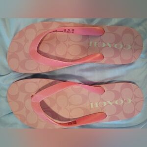 Coach Pink Flip Flops NWOT Never Worn Sz 9